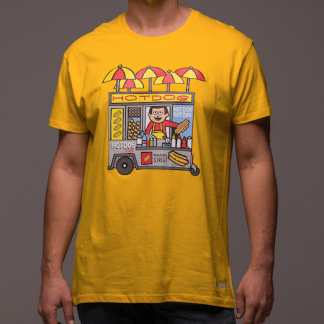 Tee shirt jaune <span> Manhattan Hot Dog </span> - M